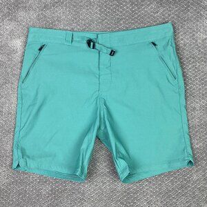 Prana Zion II Hybrid Shorts Men's 34 Green 7" Belted Stretch Hiking Climbing